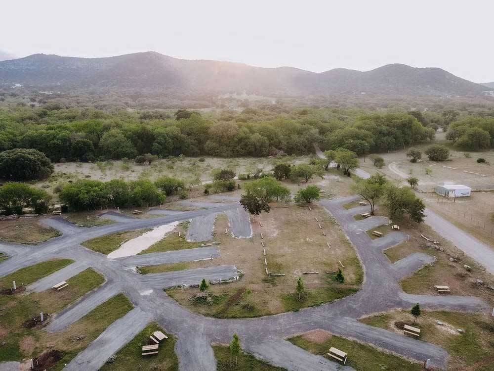 Aerial view of the campsite at CAMP COLD SPRINGS