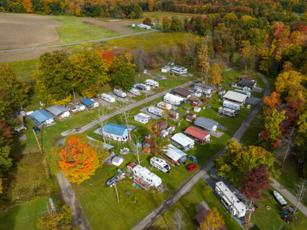 Aerial view of the park at Glendale Valley Campground