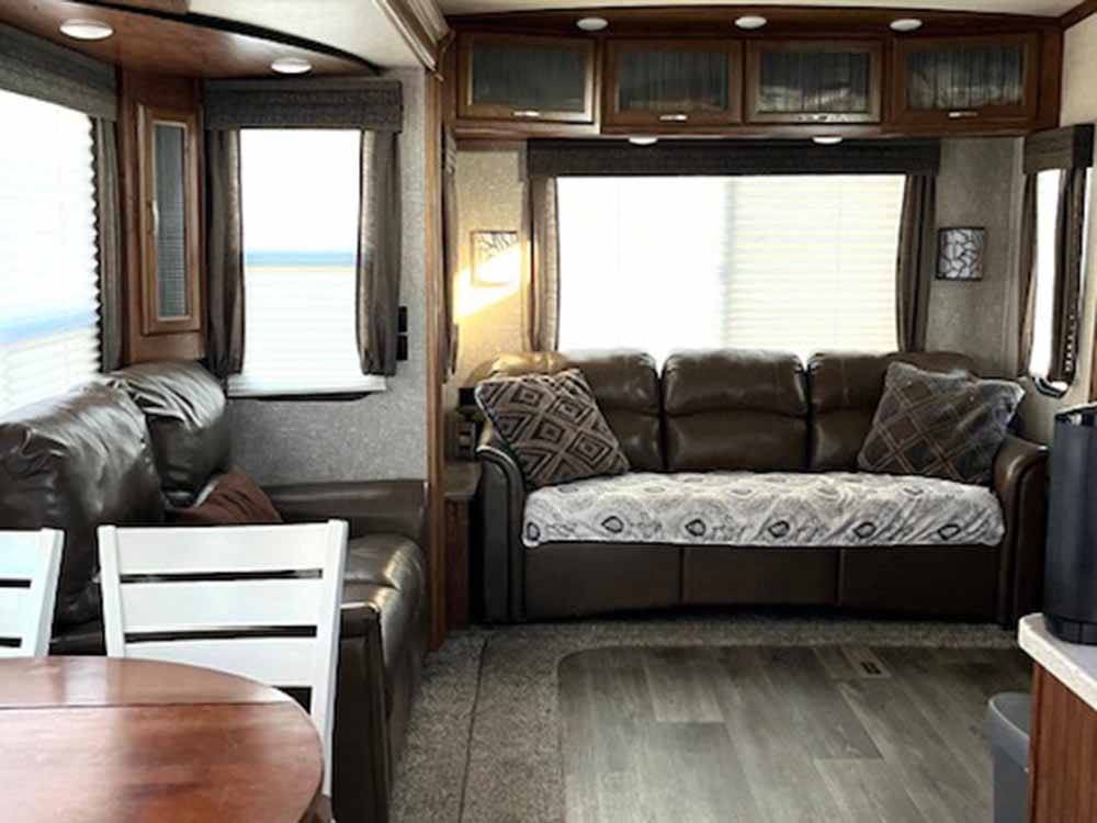 Inside one of the RVs at ELM ACRES RV RESORT