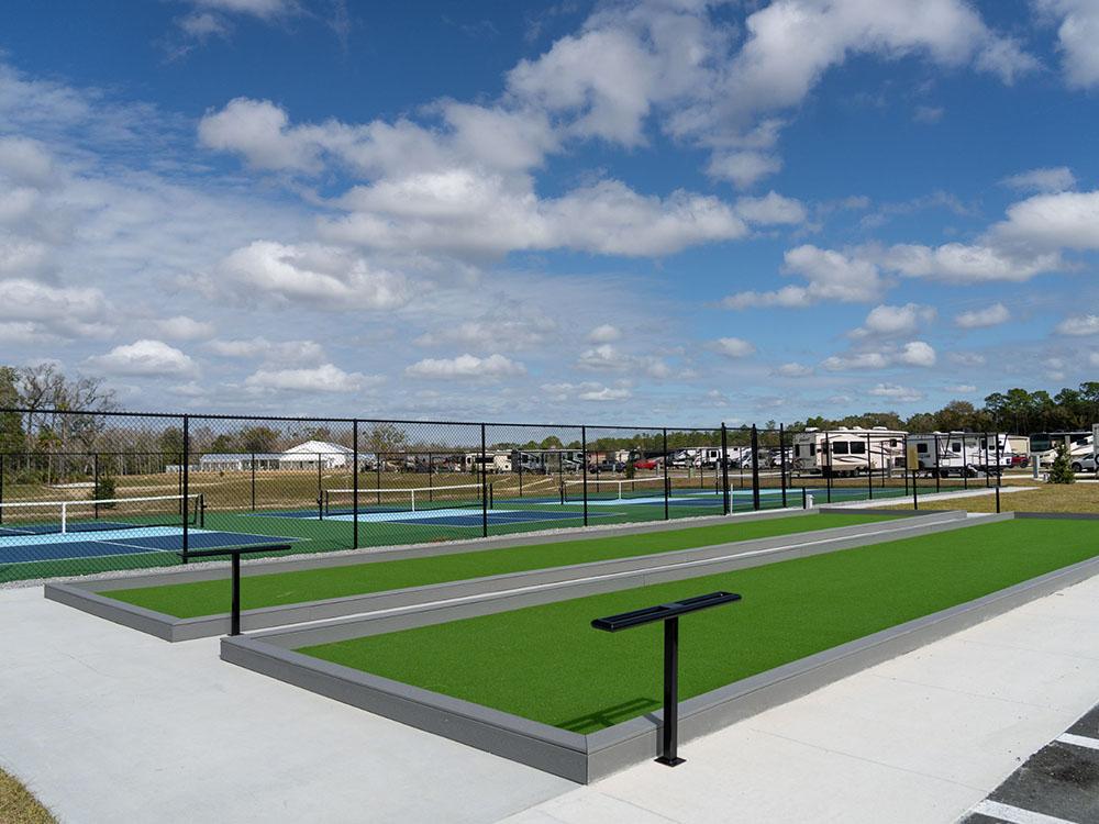 Bocce ball and pickle ball courts at SWEET CITRUS ACRES RV RESORT