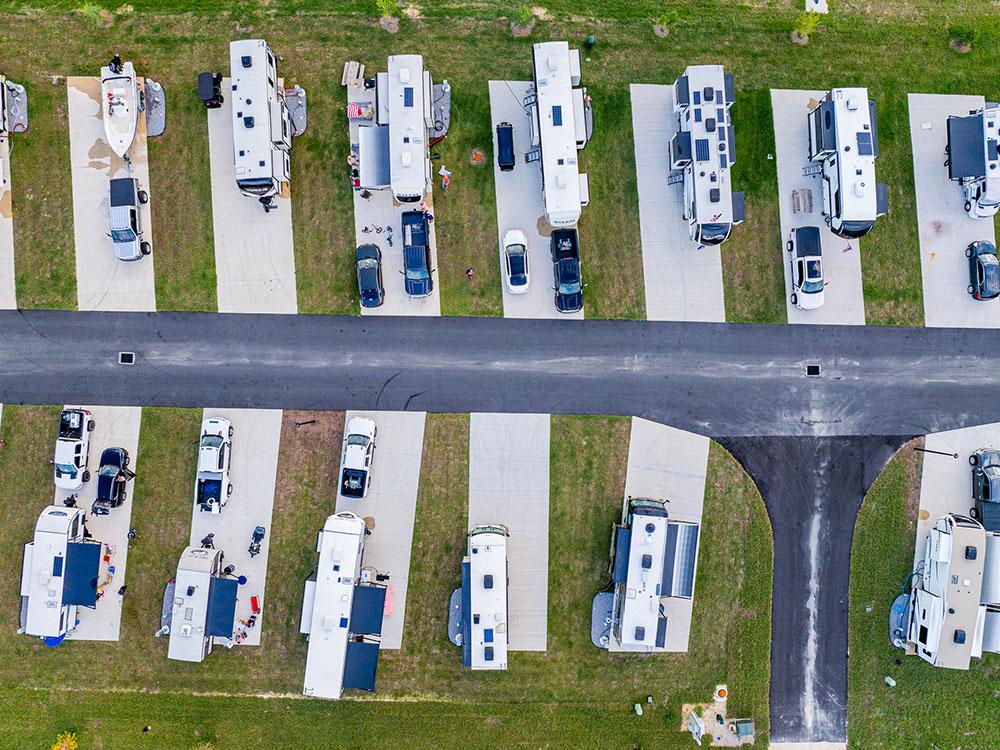 Aerial view of paved RV sites at SWEET CITRUS ACRES RV RESORT