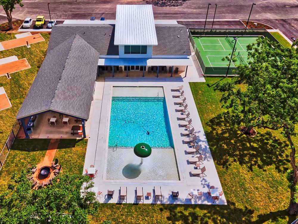 Aerial view of the swimming pool at CANOPY LUXURY RV RESORT