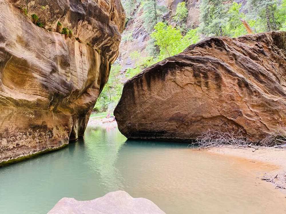 Two large rock at Zions National Park nearby at SETTLERS JUNCTION RV PARK
