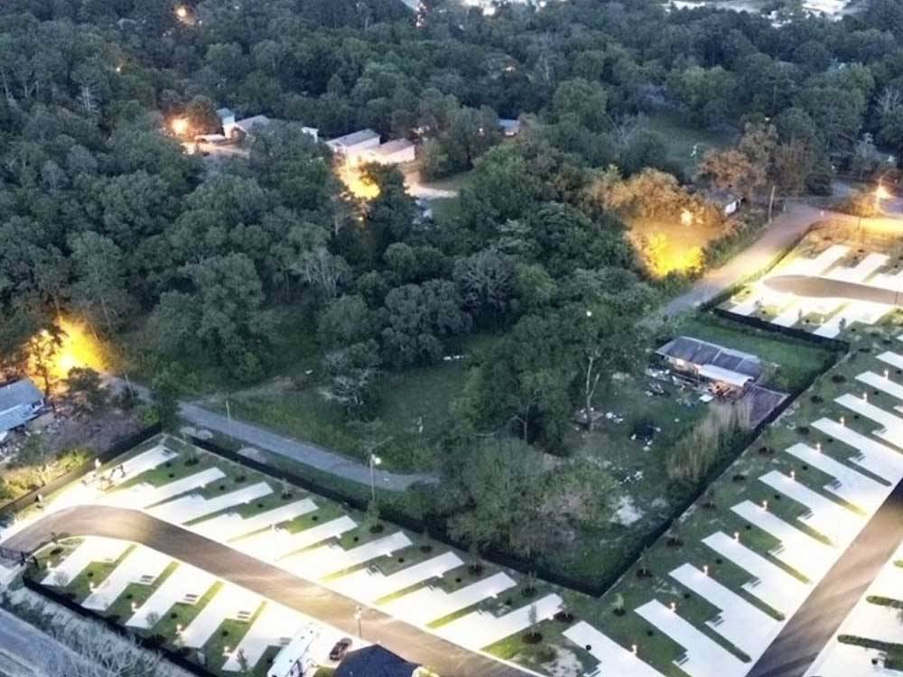 Aerial view of the park at FINISH LINE RV PARK