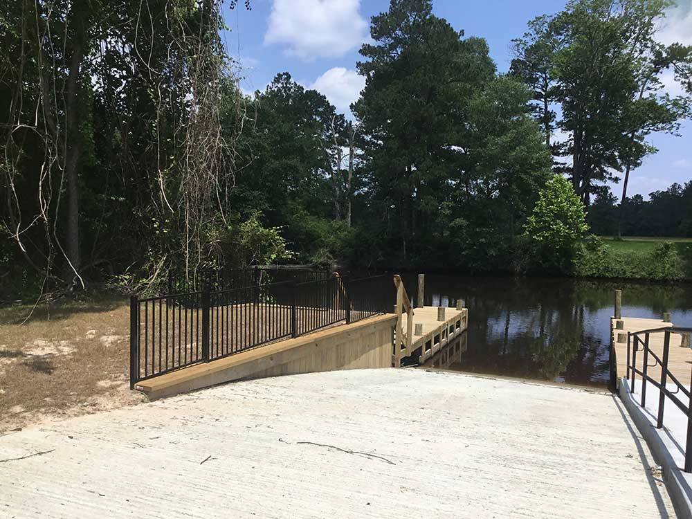 The concrete boat launch at TWO CREEKS CROSSING RV RESORT