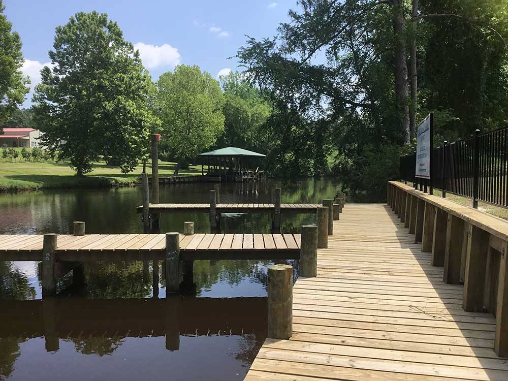 The walking path to the docks at TWO CREEKS CROSSING RV RESORT