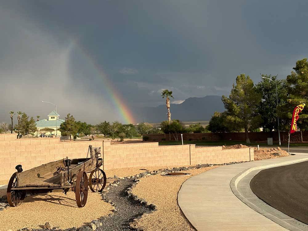 A rainbow over the campground at MESQUITE TRAILS RV RESORT