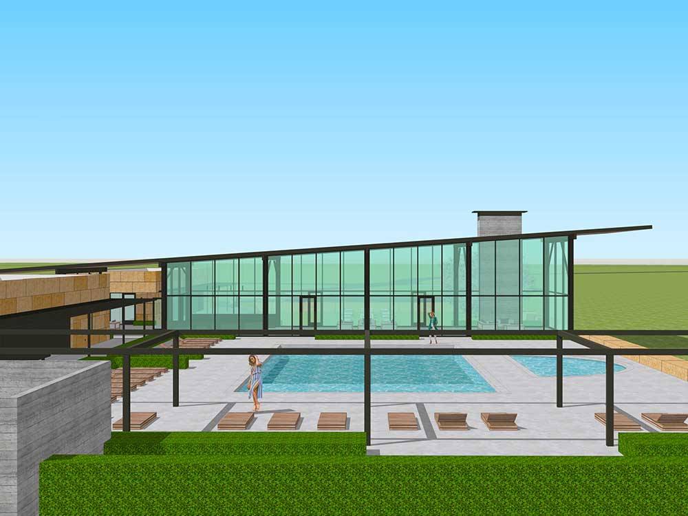 A photo rendering of the swimming pool at SKYE TEXAS HILL COUNTRY RESORT
