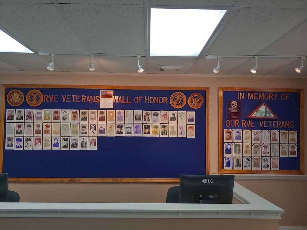 The Veterans Wall of Honor at RIO VALLEY ESTATES 55+ MOBILE/RV PARK