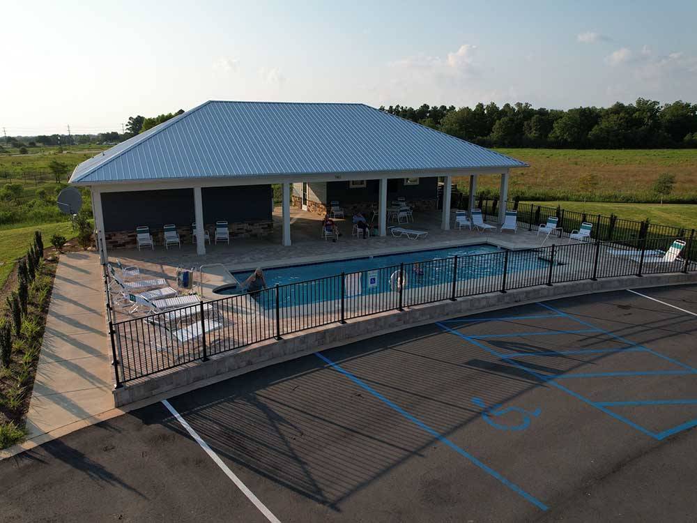 Covered area in the swimming pool area at GRAND RIVIERA RV RESORT