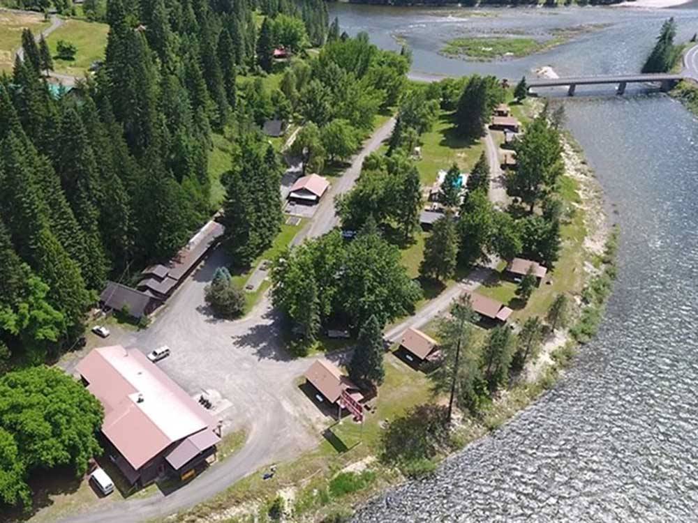 Aerial view of the campground at THREE RIVERS RESORT