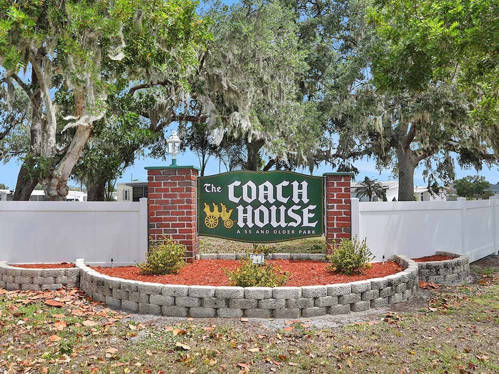 The front entrance sign at COACH HOUSE MOBILE HOME PARK