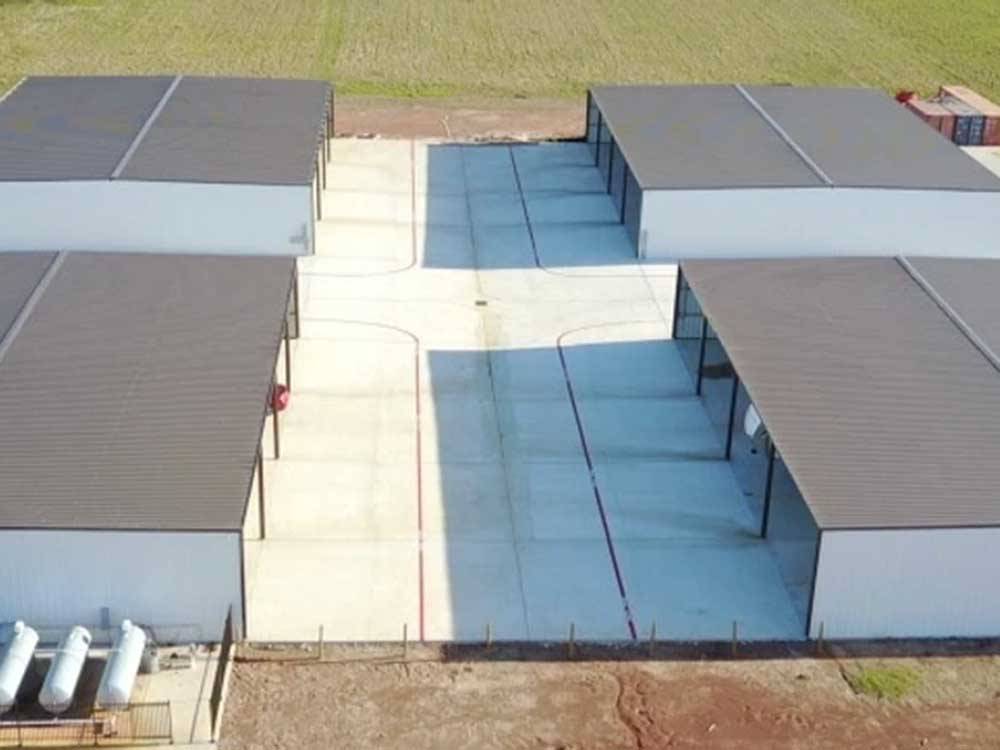 An overhead view of the RV stalls at JESKE RV RESORT