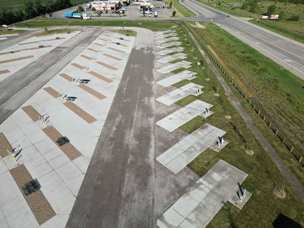 Aerial view of the paved sites at LOVE'S RV STOP - 608
