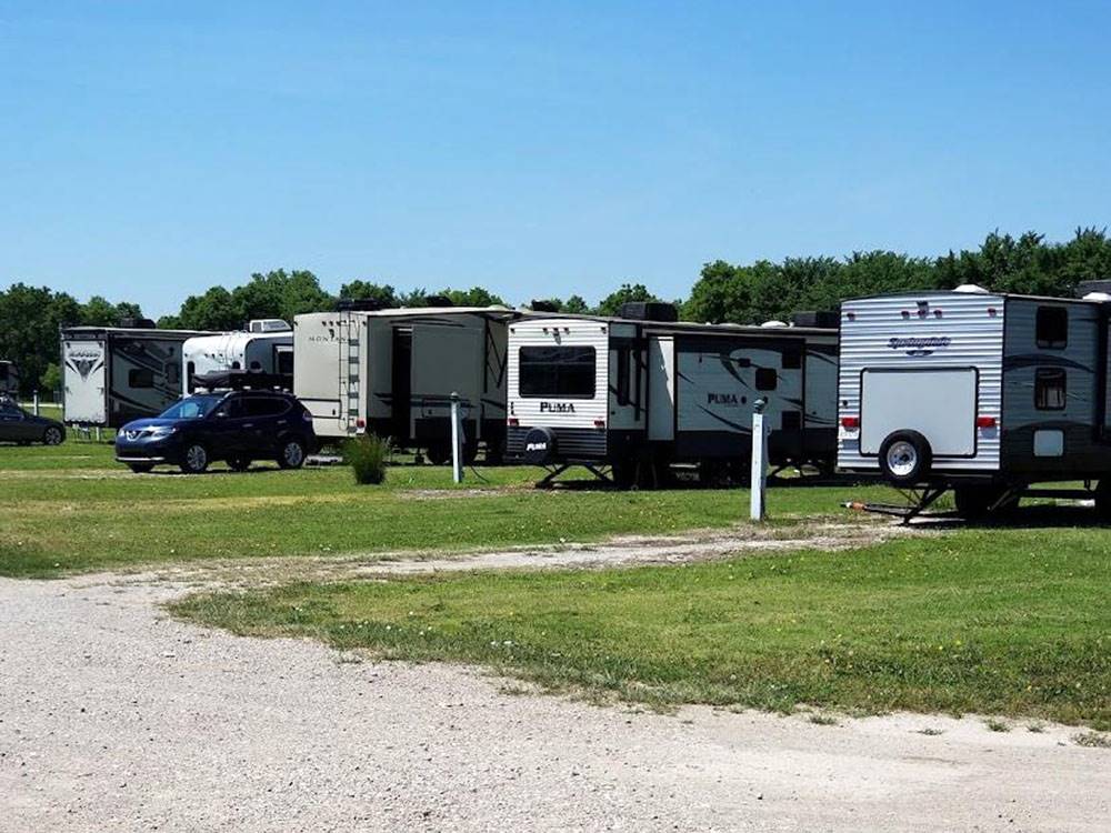 Travel trailers at sites