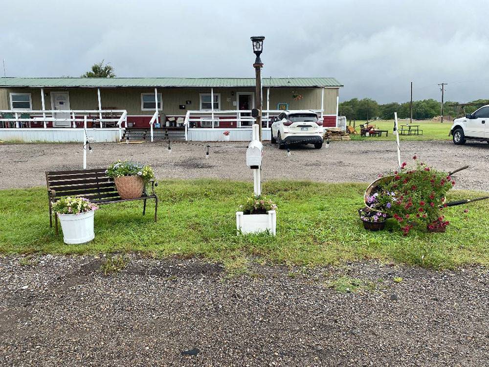 A light post with a bench