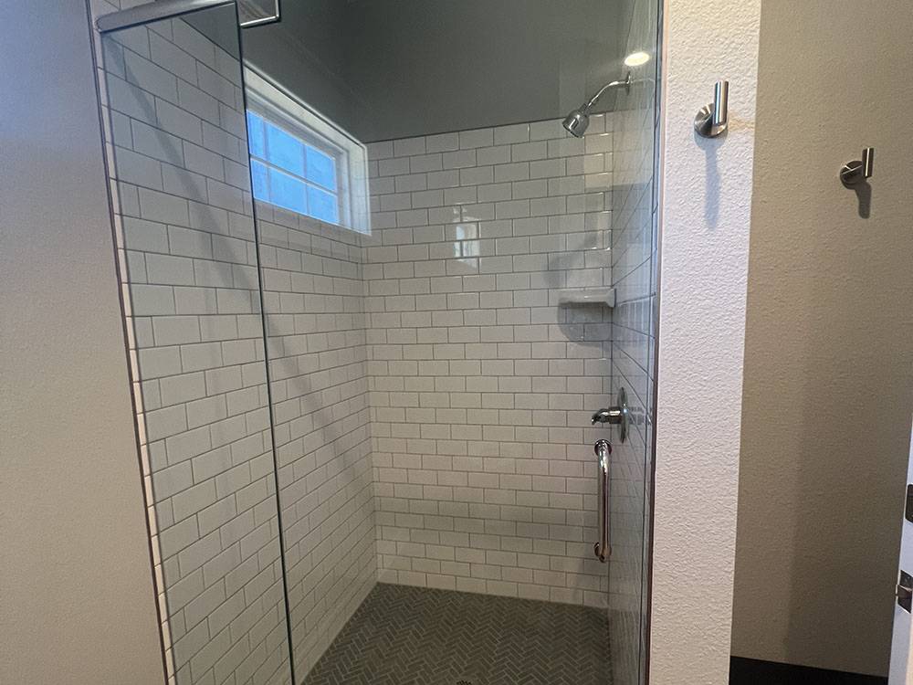 Interior of a nice tiled shower