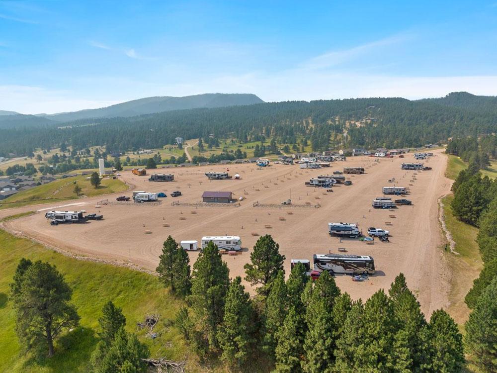 Sky view of the RV park at BLACK HILLS VISTA RV PARK