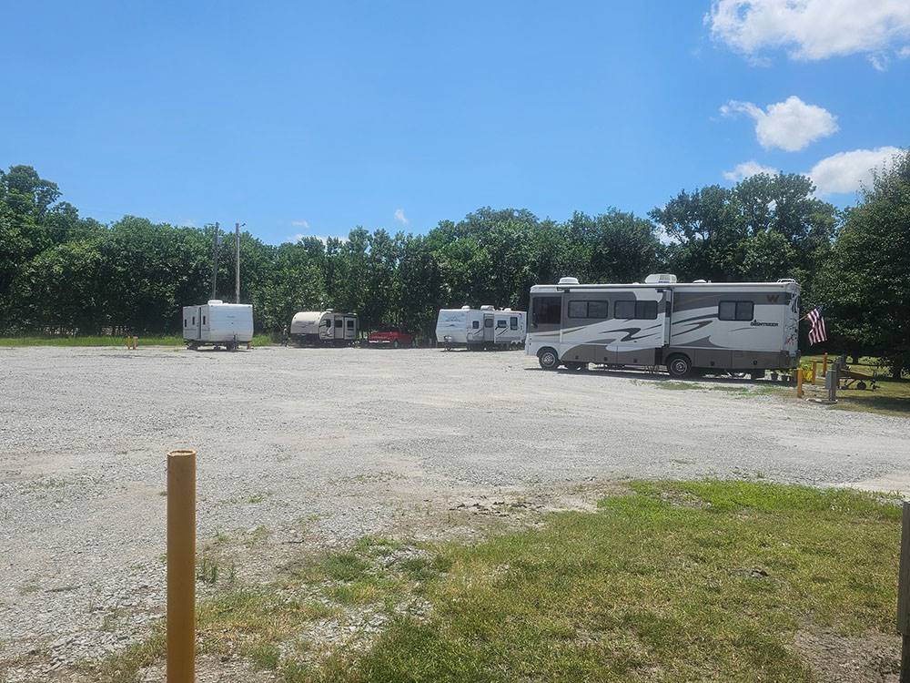 An RV with an American flag