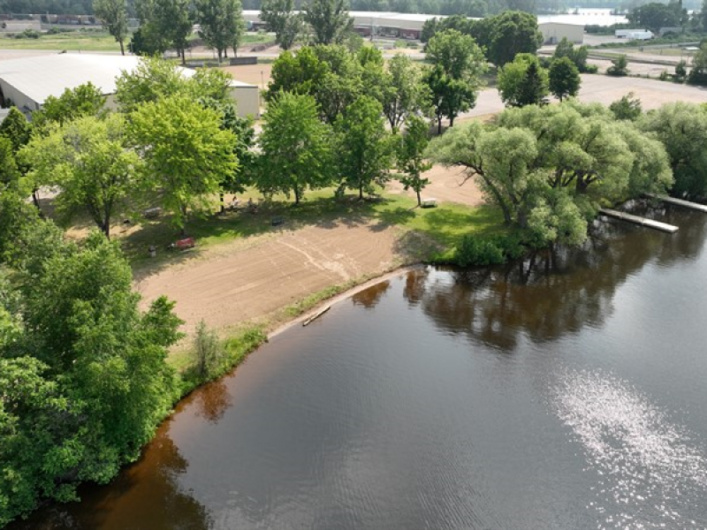 Aerial view of the lake at SARA Park Campground