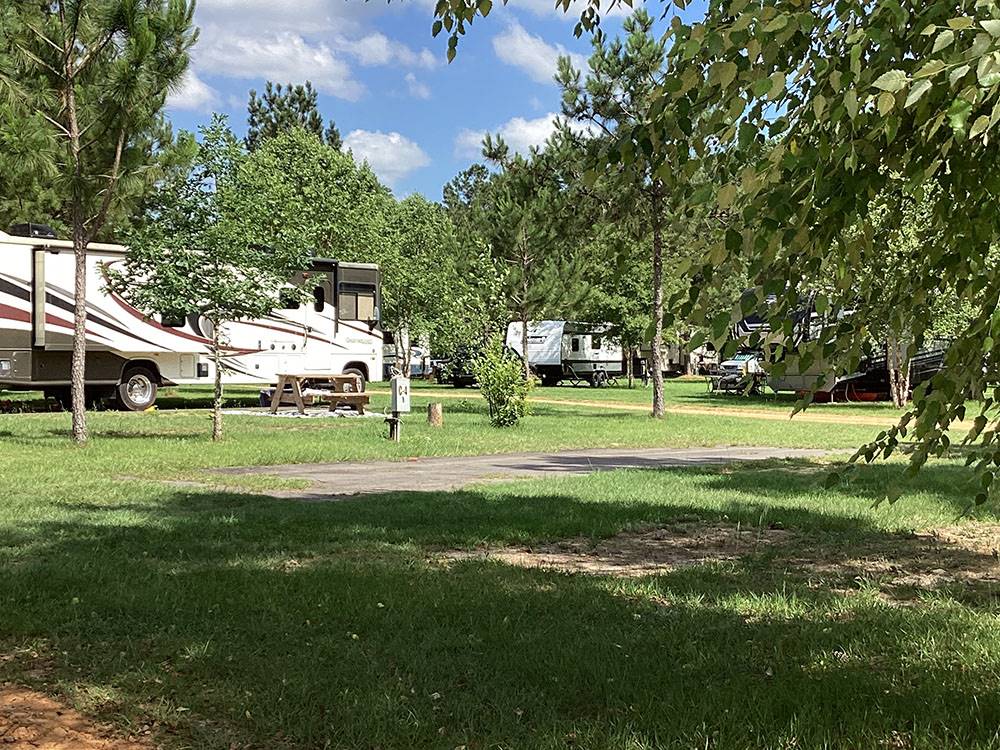 Concrete pads with grassy spaces