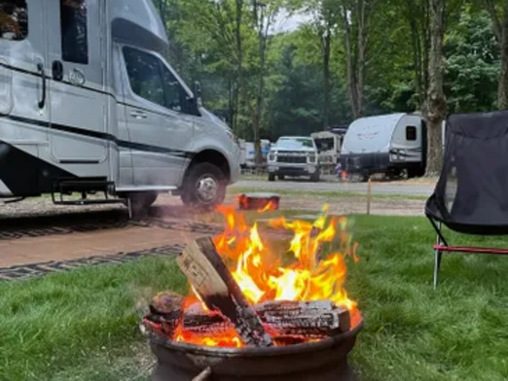 Fire pits at Forest Haven Campground