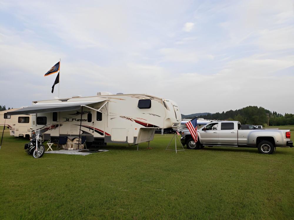 RV with American Flags