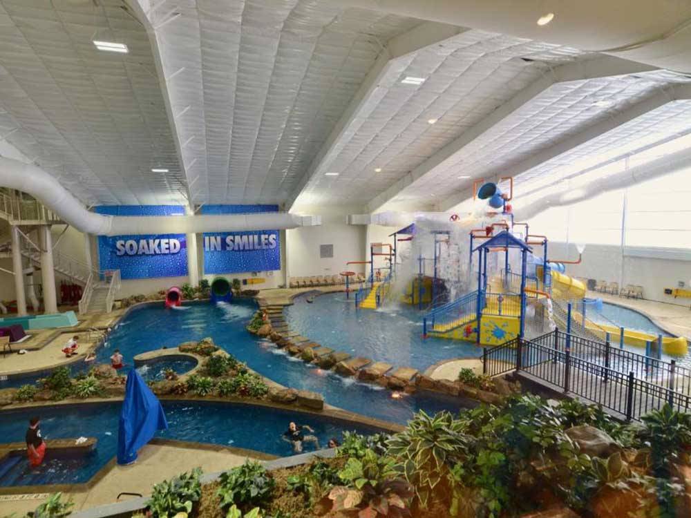 A view of the indoor water park at THE RV PARK 7 CLANS FIRST COUNCIL