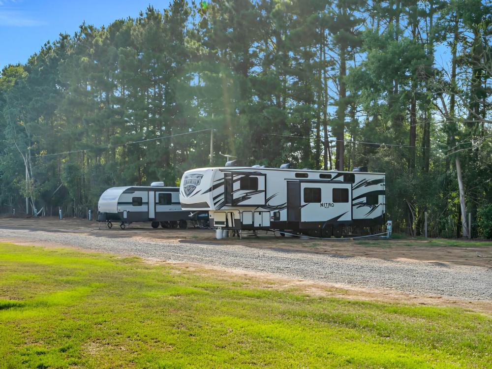 Parked trailer at site The Joshua on HWY 61