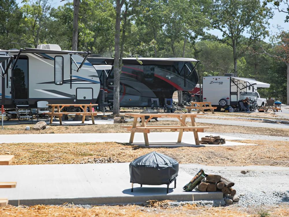 Parked trailer's at site Landing View Campground
