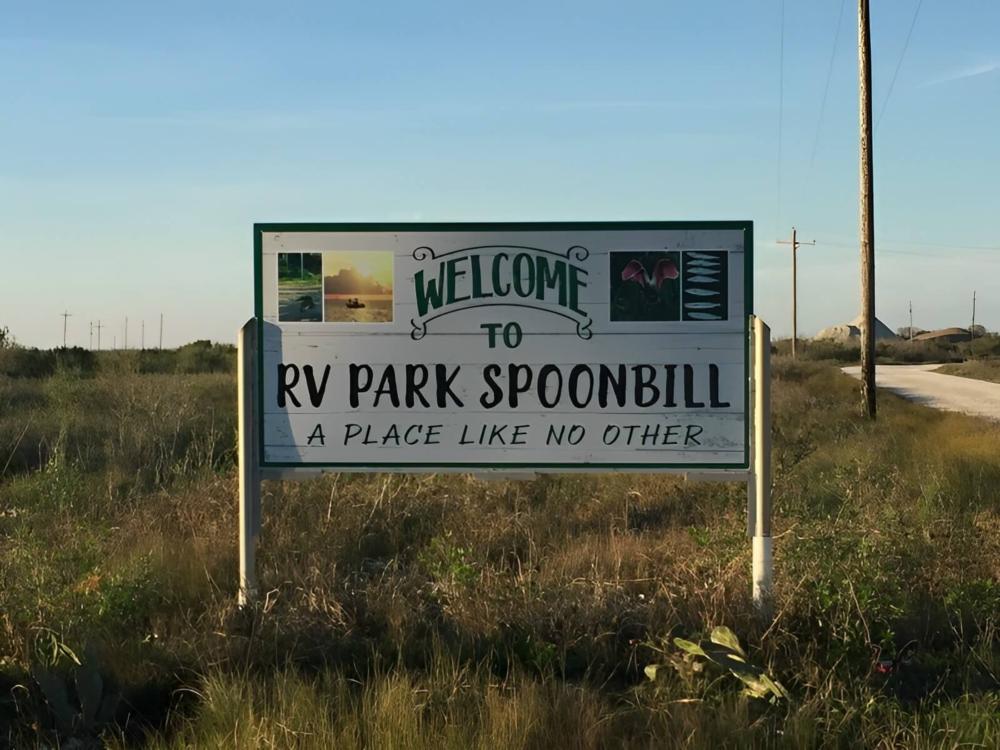 Welcome sign at RV Park Spoonbill