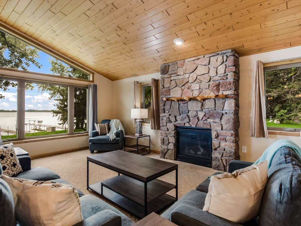 Living room and fireplace