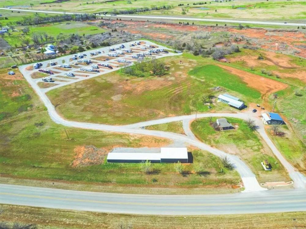 An amazing aerial view of the campground at BEXAR COVE RV PARK