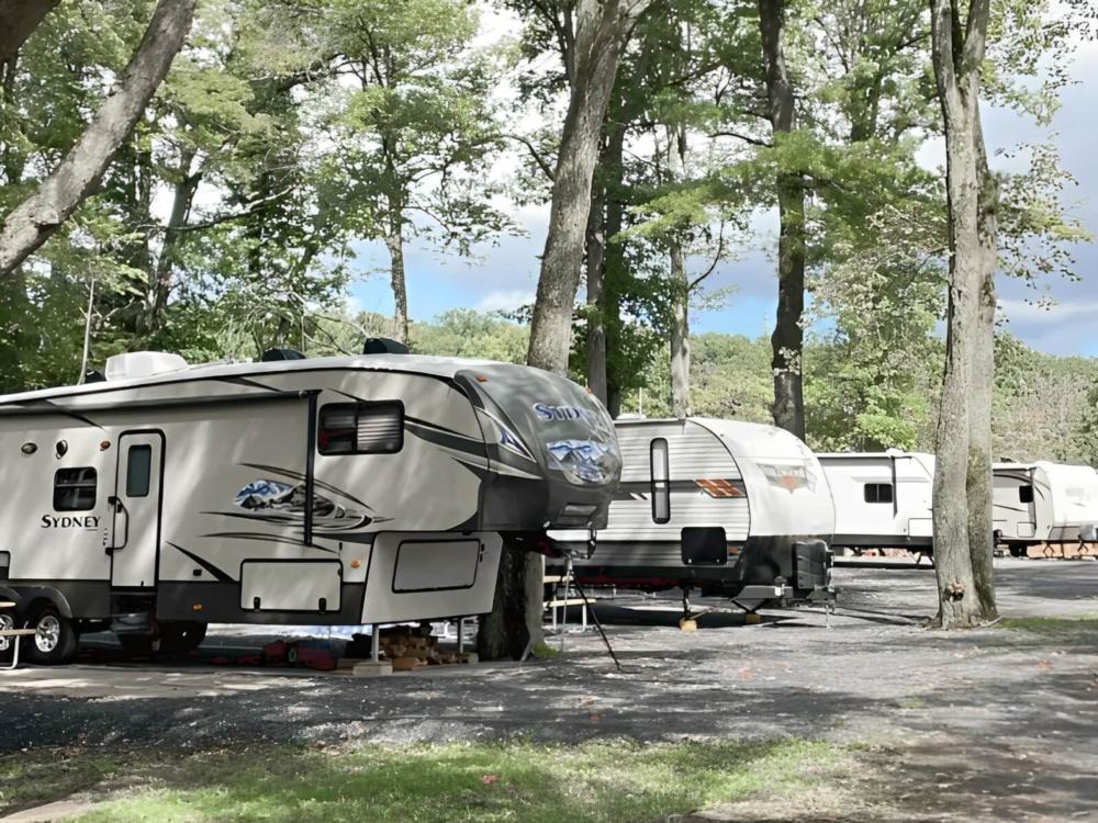 Trailer's parked at site Hartman Center Campground