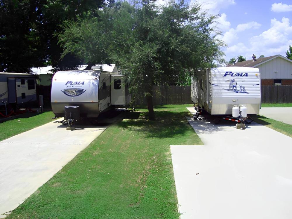 Parked trailers at site East Park Village RV Park