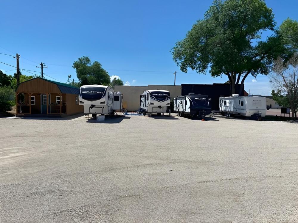 Parked trailers at site Walleye Rentals