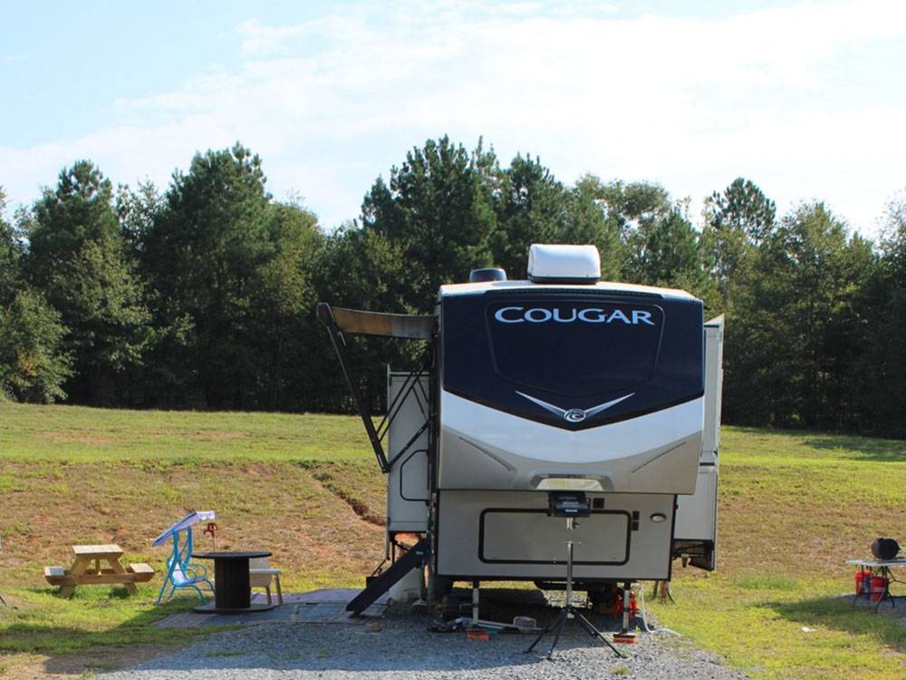 A fifth wheel at a site