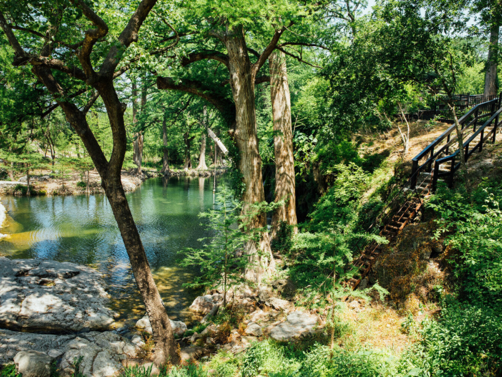 Steps leading down to the water at Krause Springs