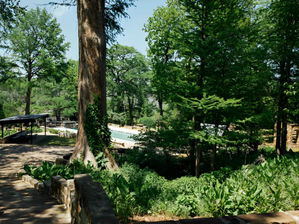 Stairs leading towards pool at site Krause Springs