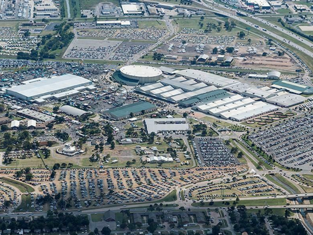 Aerial view of fairgrounds and RV Park at OKC Fairgrounds