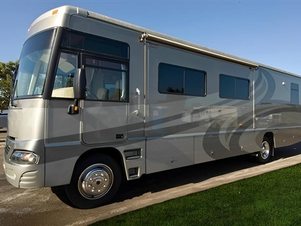 Parked RV at site Valley View RV Resort