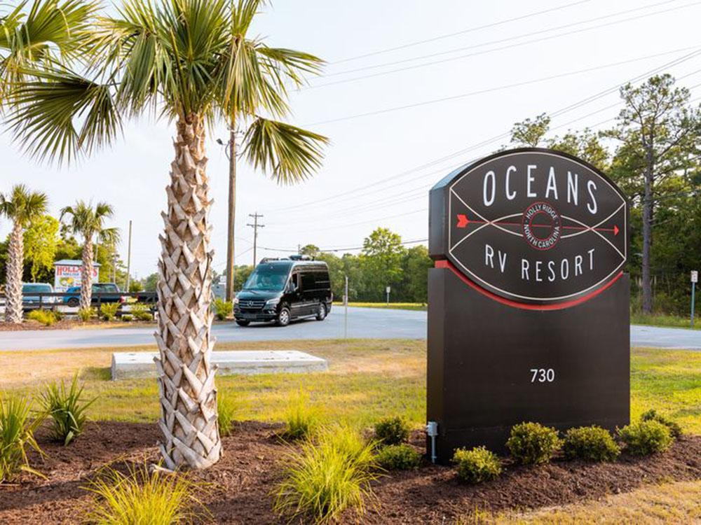 Entrance sign to the park at OCEANS RV RESORT