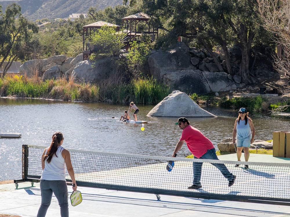 People playing pickleball