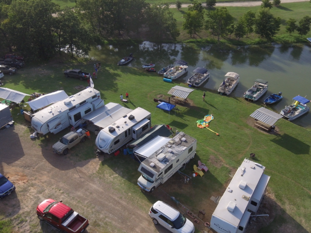 Aerial view of sites at Fisherman's Point Marina Resort