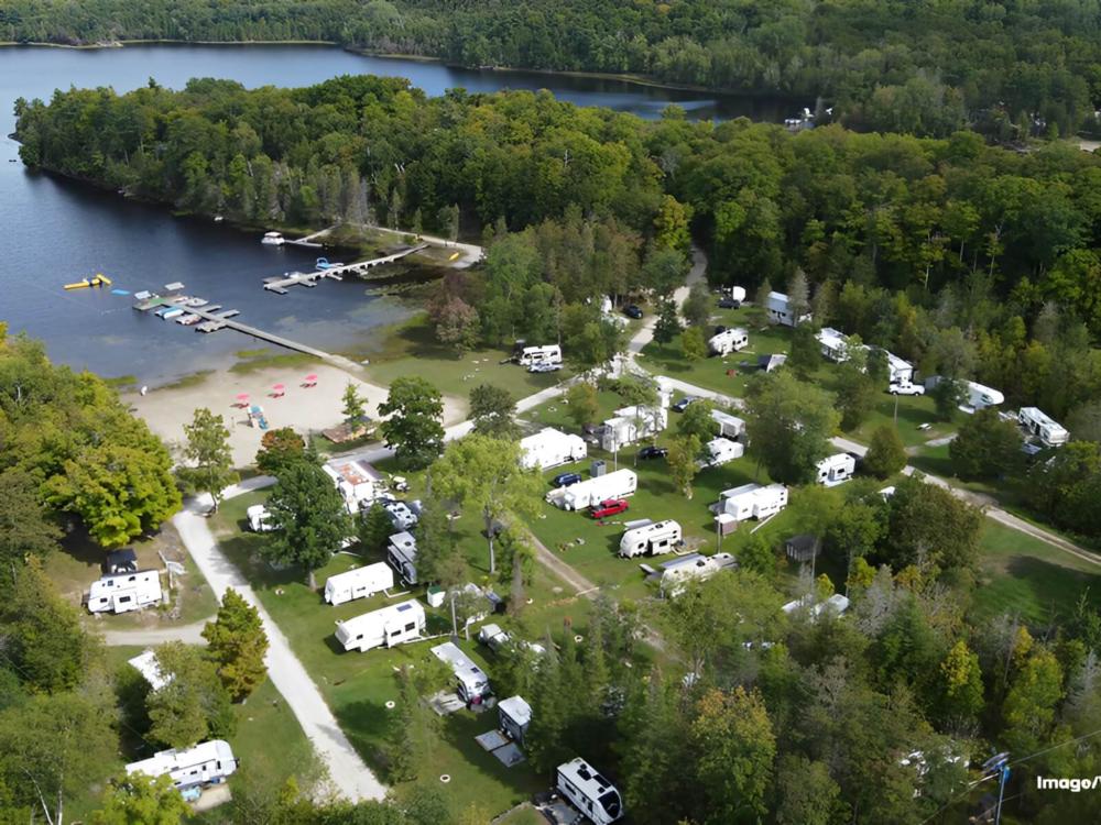 Overhead view at site Tiny Village Woodland