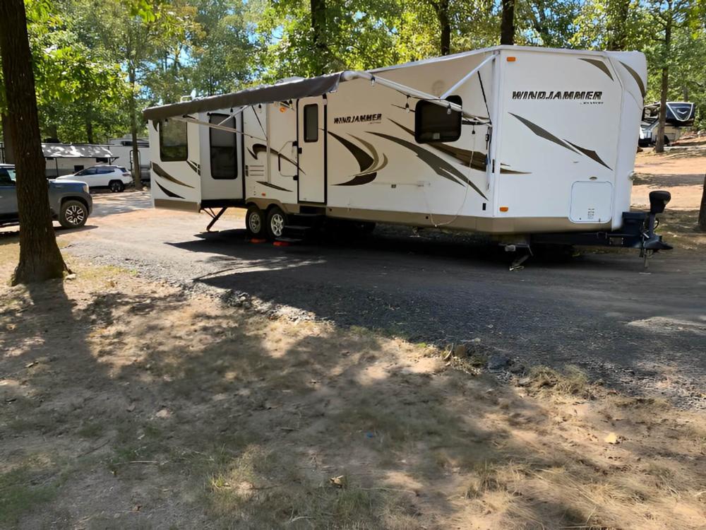 Parked trailer at site Ohana Celebration Park