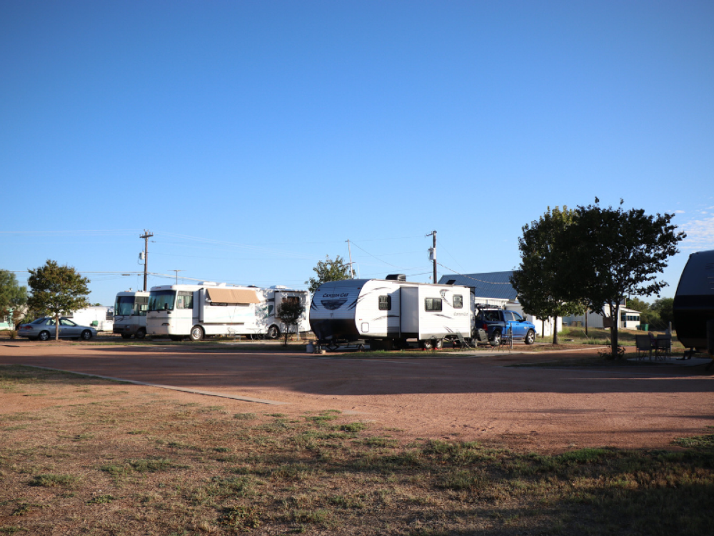 Trailers in dirt sites at Granite Rock RV Park