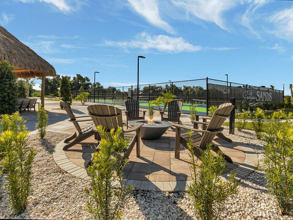 Fire pit seating at Southern Sands RV Resort