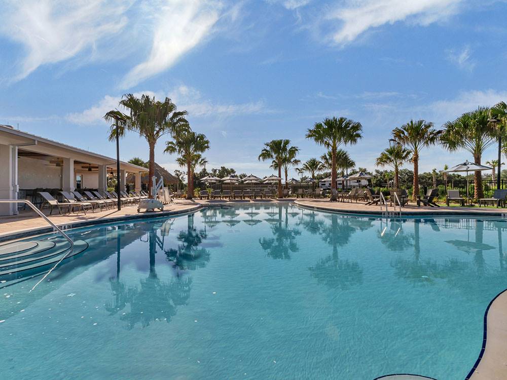 Pool area at Southern Sands RV Resort