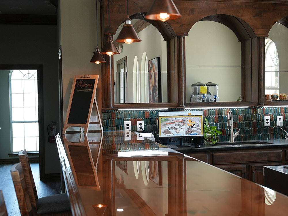 Interior of the bar area at Crossroads Luxury RV Park